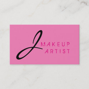 Tarjeta De Visita Fondo rosado del artista de maquillaje monograma