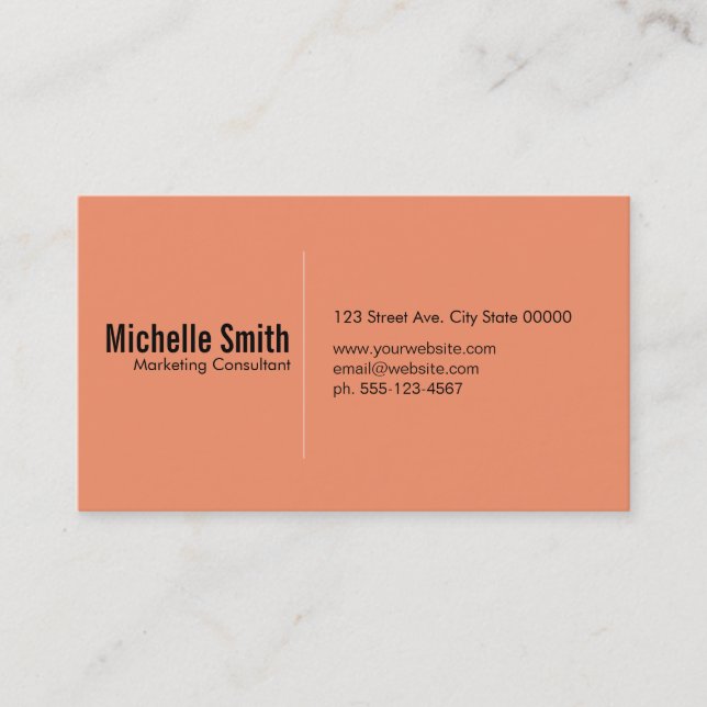 Tarjeta De Visita Fondo Salmon con línea divisoria (Anverso)