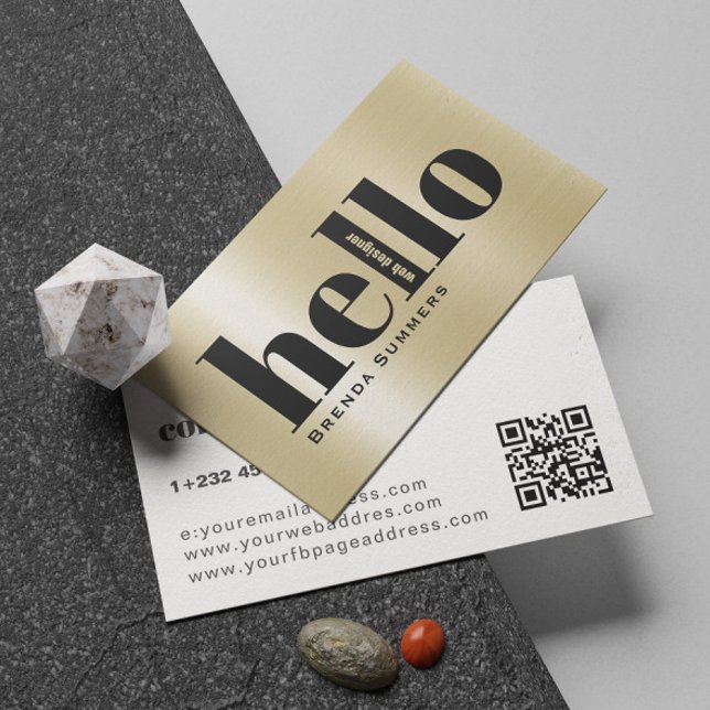 Tarjeta De Visita Fondo simple moderno dorado y blanco (Subido por el creador)