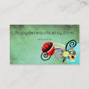 Tarjeta De Visita Fondo Verde de Red Tulip Swirls
