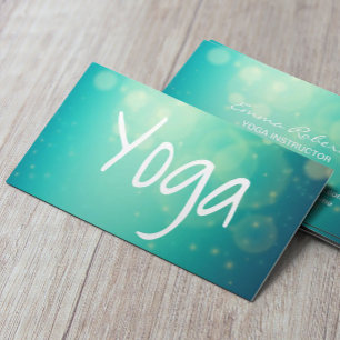 Tarjeta De Visita Fondo verde moderno de la escritura de la yoga