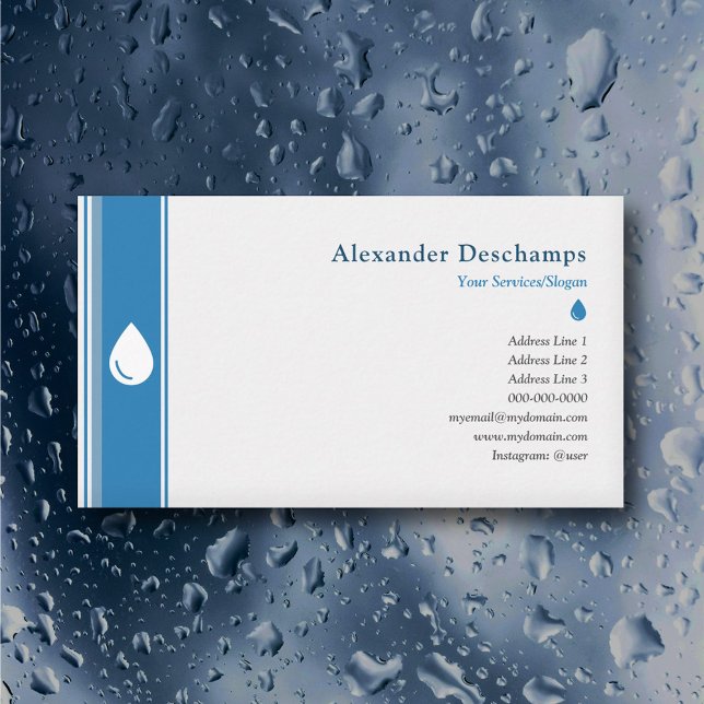 Tarjeta De Visita Fontanería o limpieza de casas - gota de agua (Plumbing or House Cleaning - Water Drop Business Card)