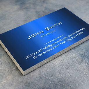 Tarjeta De Visita Fontanería profesional metalizado del azul real
