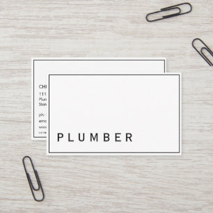 Tarjeta De Visita Fontanero Blanco Negro Minimalista Moderno