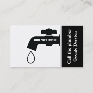 Tarjeta De Visita Fontanero de grifo blanco negro que atrapa la tube