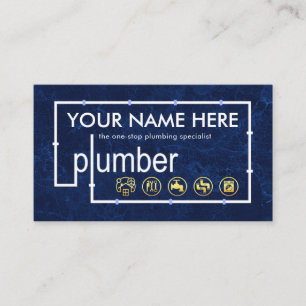Tarjeta De Visita Fontanero Tuberías Agua Azul Grunge