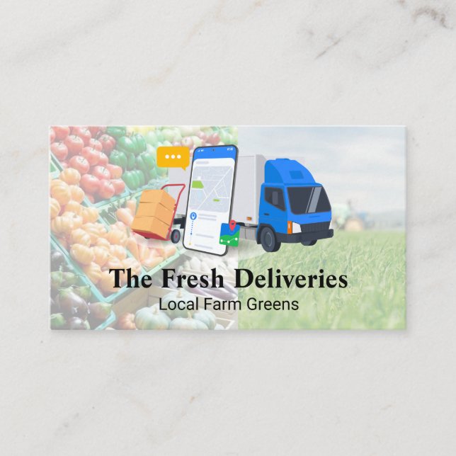 Tarjeta De Visita Food Delivery Service | Produce | Agriculture (Anverso)