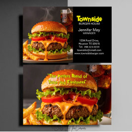 Tarjeta De Visita Food Diner Beef Bacon Egg Burger House Restaurant