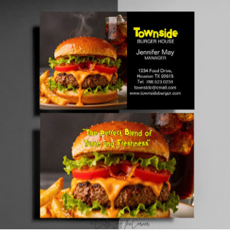Tarjeta De Visita Food Diner Beef Bacon Egg Burger House Restaurant