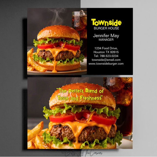 Tarjeta De Visita Food Diner Beef Bacon Egg Burger House Restaurant (Subido por el creador)