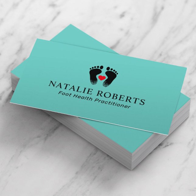 Tarjeta De Visita Foot Massage Therapist Podiatrist Feet Spa Teal (Subido por el creador)