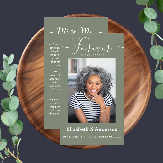 Tarjeta De Visita Forever in Our Hearts Photo Funeral Prayer (Subido por el creador)