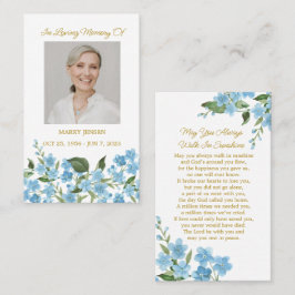 Tarjeta De Visita Forget me not Memorial Photo Funeral Prayer Card