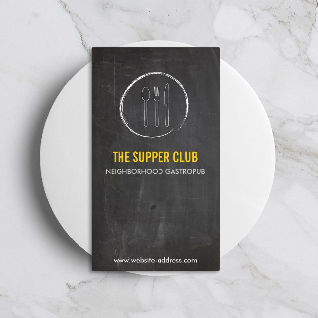 Tarjeta De Visita FORK SPOON KNIFE CHALKBOARD LOGO 2 para restaurant (Subido por el creador)