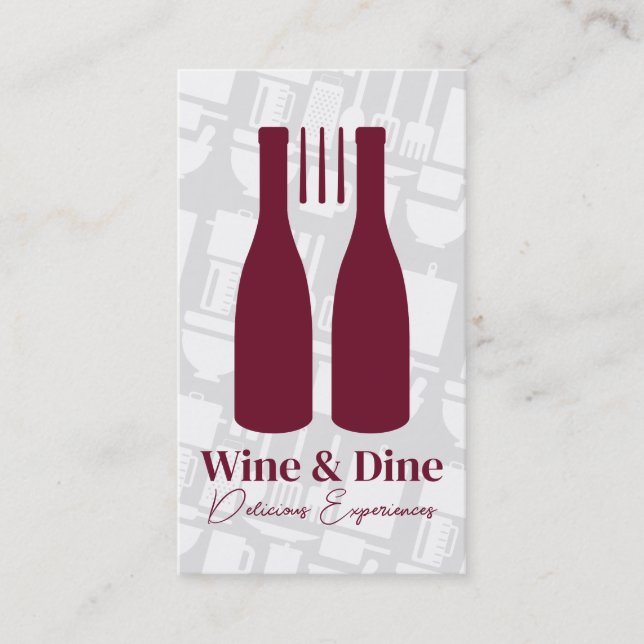 Tarjeta De Visita Fork Wine Bottles Logo | Restaurant Cuisine (Anverso)