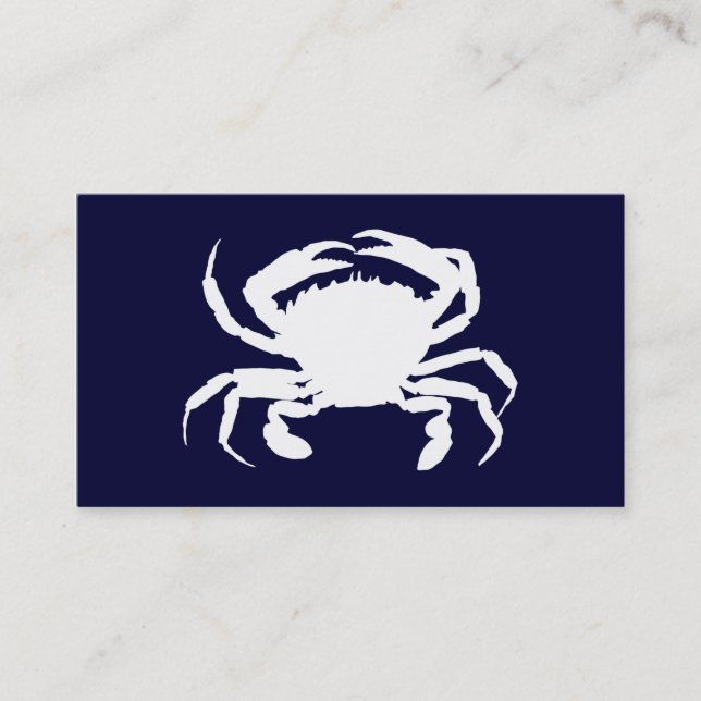 Tarjeta De Visita Forma de cangrejo azul y blanco oscuro (Anverso)