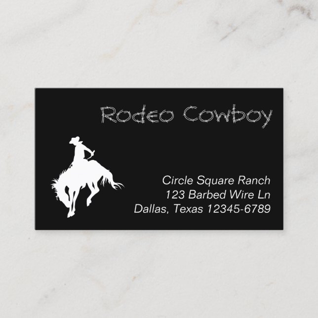 Tarjeta De Visita Forma de cowboy de rodeo blanco (Anverso)