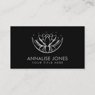 Tarjeta De Visita Forma de flores de Lotus plateado