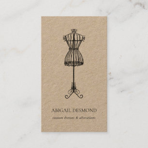 Tarjeta De Visita Forma de vestido de alambre Kraft Sastrería Costur