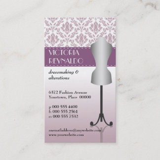 Tarjeta De Visita Forma del vestido de la moda del damasco de la