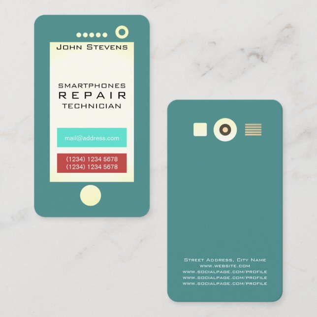 Tarjeta De Visita Forma divertida de la mirada del teléfono celular (Anverso / Reverso)