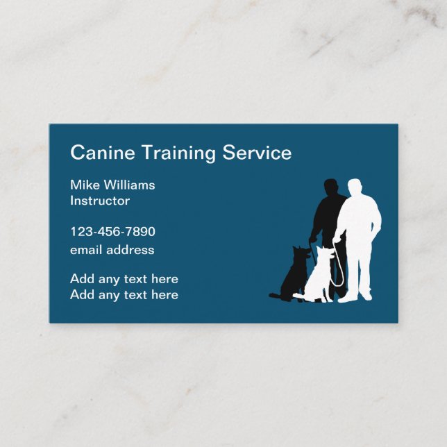 Tarjeta De Visita Formación de perros Clase de formación de caninos (Anverso)
