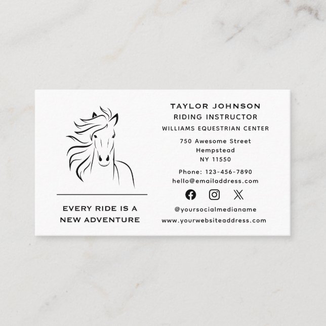 Tarjeta De Visita Formación ecuestre de caballos en medios sociales  (Anverso)