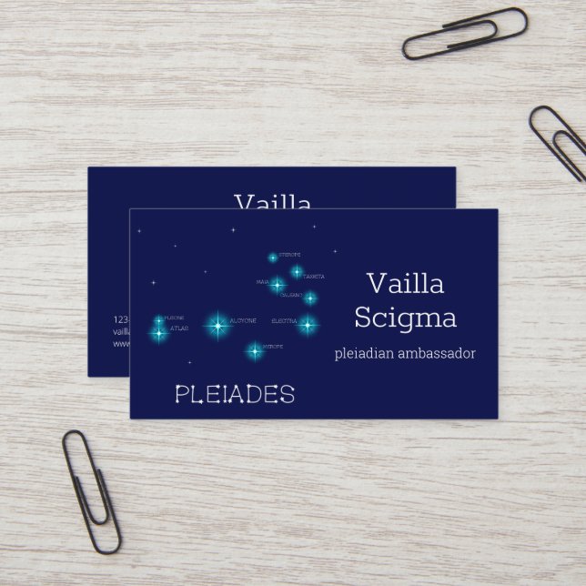 Tarjeta De Visita Formación Estrella de las Pléyades del Hemisferio  (Anverso/Reverso In Situ)