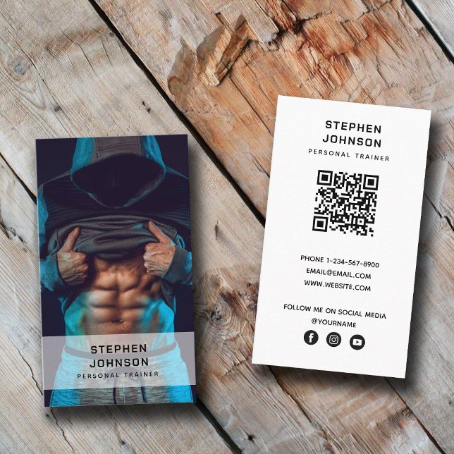 Tarjeta De Visita Formación personal Fitness Código QR Medios social (Subido por el creador)