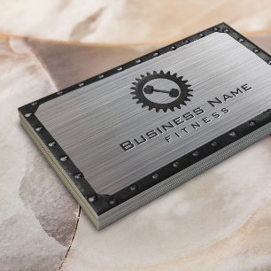 Tarjeta De Visita Formador de fitness Acero falso Metalizado industr