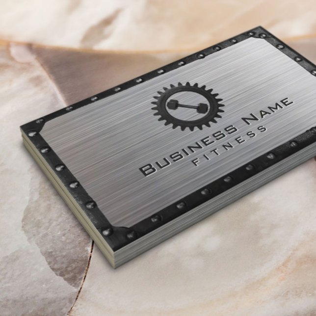 Tarjeta De Visita Formador de fitness Acero falso Metalizado industr (Subido por el creador)