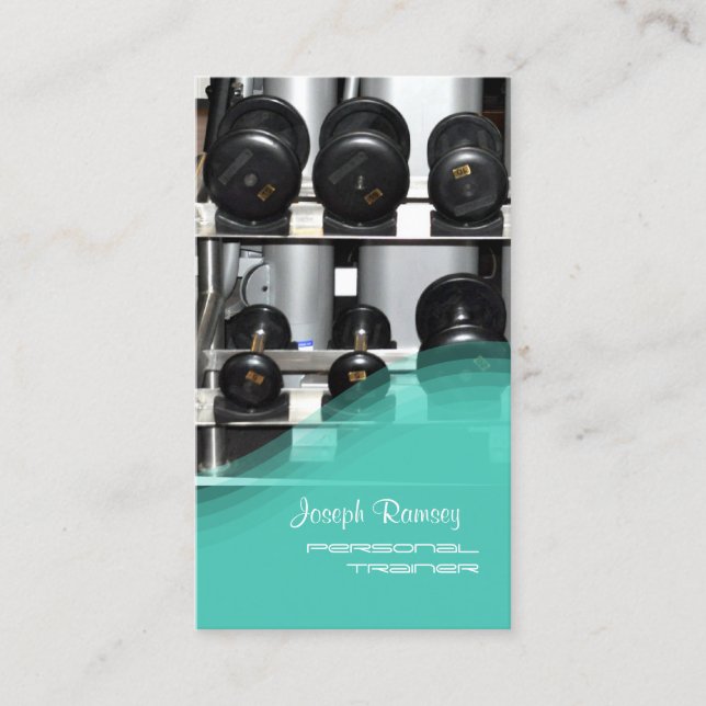 Tarjeta De Visita FORMADOR PERSONAL/GIMNASIO/VERDE AZULADO de PixDez (Anverso)