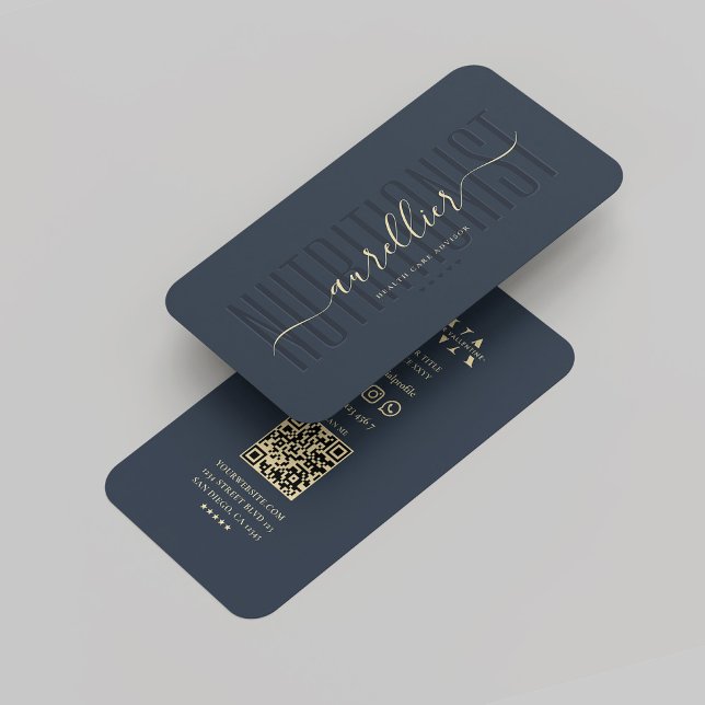 Tarjeta De Visita Formador personal moderno de nutrición azul oscuro (Modern Nutritionist Personal Trainer Dark Blue Business Card
)
