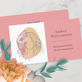 Tarjeta De Visita Formas abstractas modernas boho mujer naranja rosa