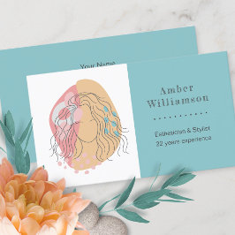 Tarjeta De Visita Formas abstractas modernas Boho naranja rosa Mujer