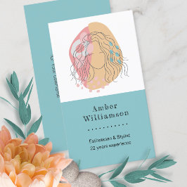 Tarjeta De Visita Formas abstractas modernas Boho naranja rosa Mujer