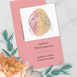 Tarjeta De Visita Formas abstractas modernas Boho naranja rosa Mujer
