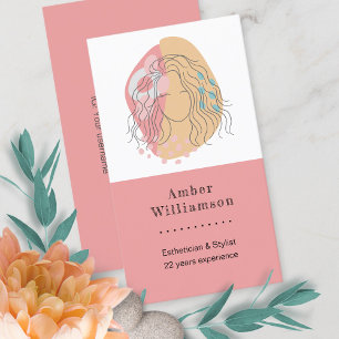 Tarjeta De Visita Formas abstractas modernas Boho naranja rosa Mujer