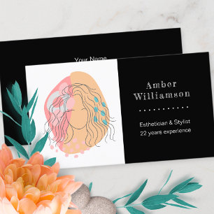 Tarjeta De Visita Formas abstractas modernas Boho Naranja Rosa Mujer