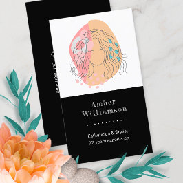Tarjeta De Visita Formas abstractas modernas Boho naranja rosa mujer