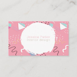 Tarjeta De Visita Formas bosquejadas rosa retro del Doodle de los