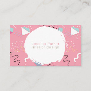 Tarjeta De Visita Formas bosquejadas rosa retro del Doodle de los