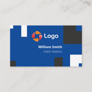 Tarjeta De Visita Formas cuadradas contemporáneas y azules encantado