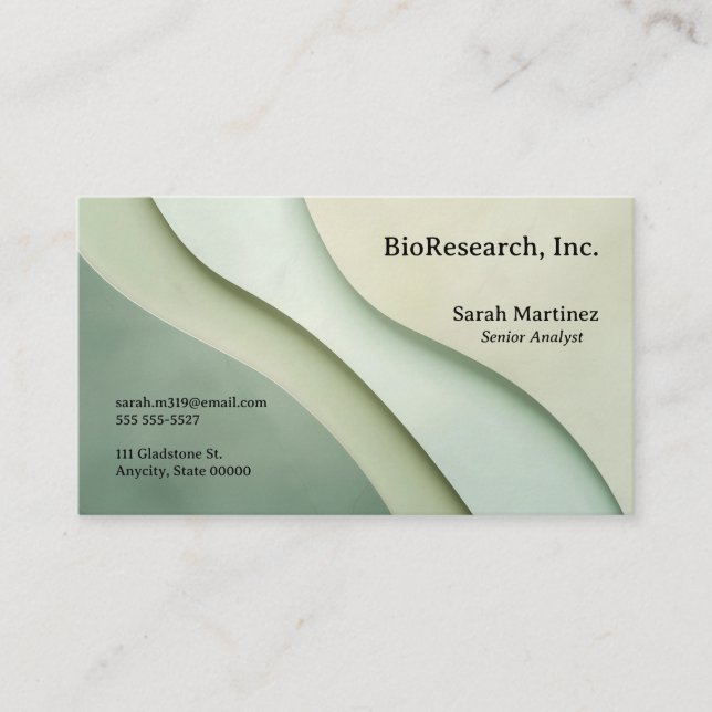 Tarjeta De Visita Formas curvadas en tonos verdes con espacio de tex (Anverso)