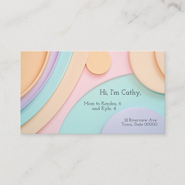 Tarjeta De Visita Formas curvadas suavemente en pasteles con espacio (Anverso)
