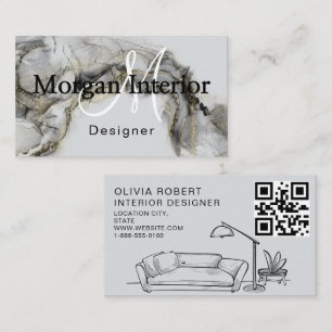 Tarjeta De Visita Formas de Acuarela Abstracta Diseñador de Interior