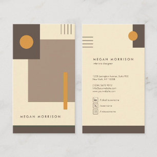 Tarjeta De Visita formas geometria bauhaus retro marrón beige