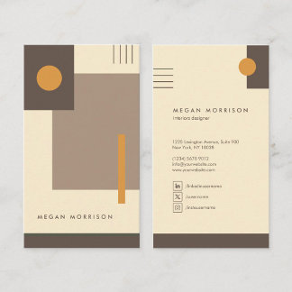 Tarjeta De Visita formas geometria bauhaus retro marrón beige