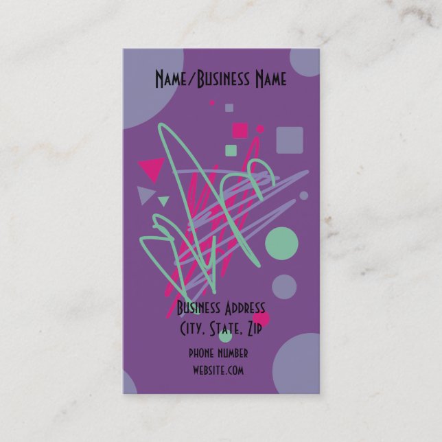 Tarjeta De Visita Formas Verde azuladas rosadas púrpura Líneas Plann (Anverso)