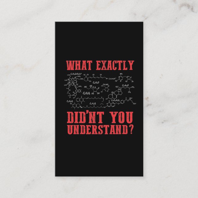 Tarjeta De Visita Fórmula estudiantil de química divertida (Anverso)